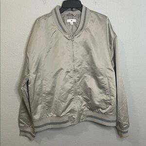 BP Satin Bomber Jacket Beige Size XL